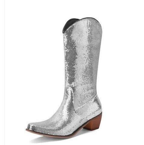 Women's Block Heel Patent Leather Knee-High Boots | Elegant Glossy Dress Boots