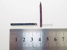 Load image into Gallery viewer, CZ Micro Pave Long Bar Pendant, Cubic Zirconia Strip Pendant, Green/Fuchsia/Turquoise/Cobalt/Black Micro pave pendant, 32x3mm, sku#F483