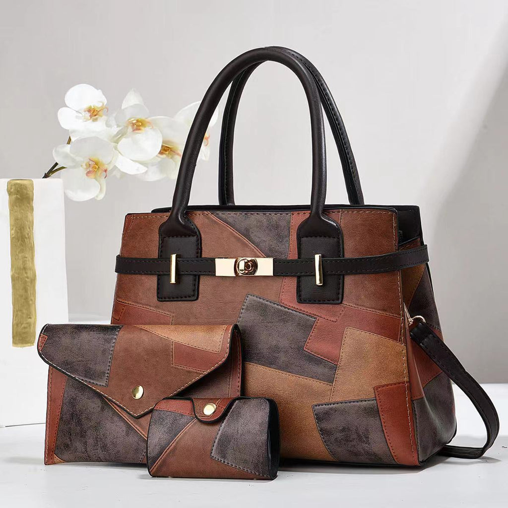 Large-Capacity Women's Crossbody Shoulder Bag – Three-Piece Set | PU Leather Commuter Bag