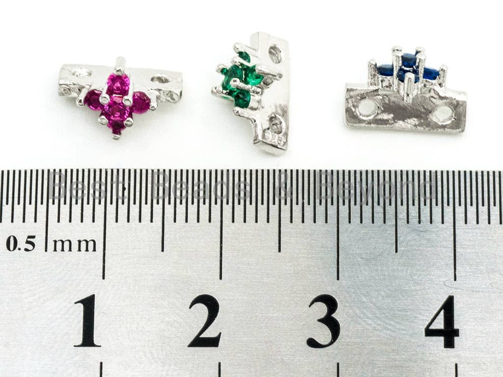 CZ Micro Pave Spacer Beads for Double Strand Necklace Bracelet, Fuchsia/Blue/Green Cubic Zirconia Space Beads, 7x11mm, sku#N41
