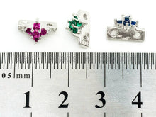 Load image into Gallery viewer, CZ Micro Pave Spacer Beads for Double Strand Necklace Bracelet, Fuchsia/Blue/Green Cubic Zirconia Space Beads, 7x11mm, sku#N41