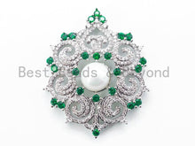 Load image into Gallery viewer, CZ Micro Pave Flower pendant with pearl, sku#L148