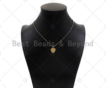 Load image into Gallery viewer, Gold Filled Flower on Heart Shape Pendant, Micro Pave CZ 18K Gold Filled Charm, Necklace Bracelet Charm Pendant,13x15mm,Sku#Z1354
