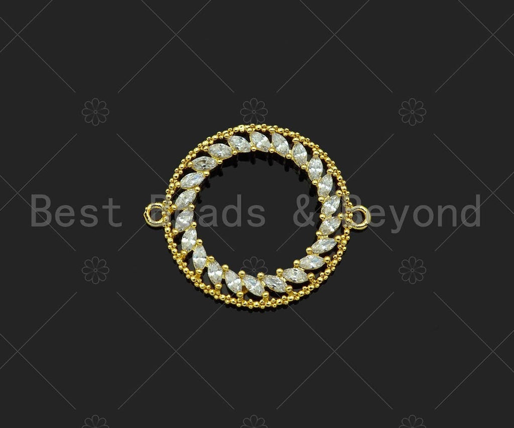 Gold Filled CZ Micro Pave Round Ring Shape Connector, 18K Gold Filled Charm, Necklace Bracelet Connector, 20x24mm,Sku#LK352