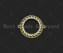 Load image into Gallery viewer, Gold Filled CZ Micro Pave Round Ring Shape Connector, 18K Gold Filled Charm, Necklace Bracelet Connector, 20x24mm,Sku#LK352
