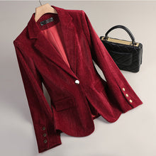 Load image into Gallery viewer, Slim-fit Casual Gold Velvet Blazer For Women