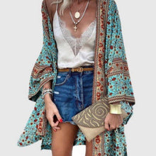 Load image into Gallery viewer, Casual Fashion Vacation Batwing Long Sleeve Cardigan Printed Top