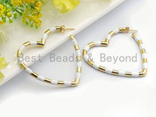 Load image into Gallery viewer, Enamel CZ Heart Hoop Earring,
Sku#J139