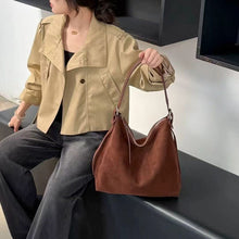 Load image into Gallery viewer, Women's Suede Crossbody Shoulder Bag | High-Capacity Commuter Bag with Zipper Pocket