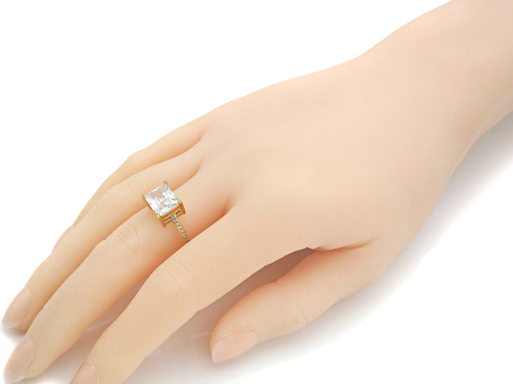 18K Gold Filled Cubic Zirconia Solitaire Ring, Sku#X180C