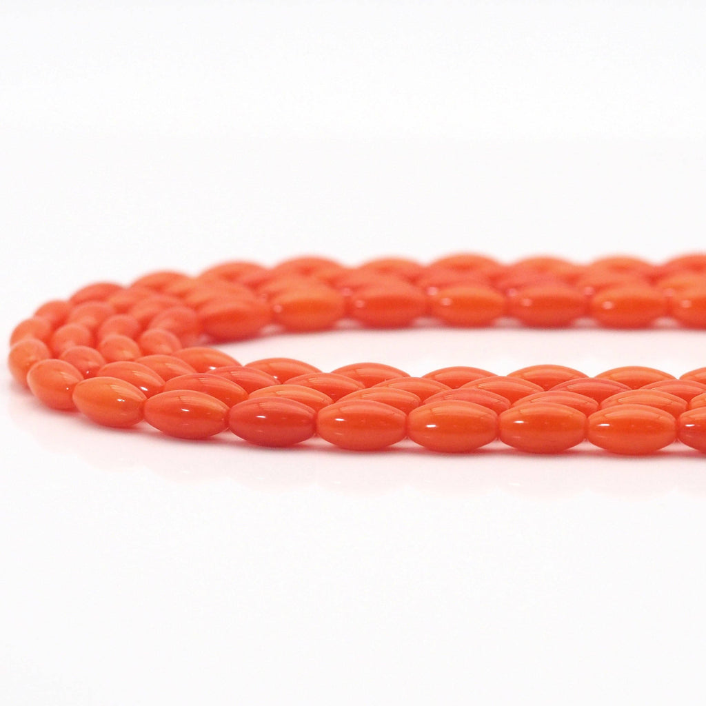 Orange Coral Smooth Rice Shape Beads, Sku#U1606