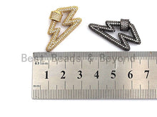 Load image into Gallery viewer, Fully CZ Micro pave Lightning Bolt Clasp, CZ Pave Lock, Gold/Silver/Rose Gold/Gunmetal Carabiner Clasp, 19x31mm, sku#H151