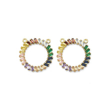Load image into Gallery viewer, Colorful Baguette CZ Round Ring Charm, Sku#LX308