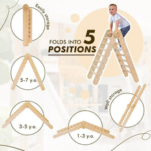 Load image into Gallery viewer, 5in1 Montessori Climbing Set: Triangle Ladder + Climbing Arch + Slide Board + Climbing Net + Art Addition