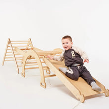 Load image into Gallery viewer, 5in1 Montessori Climbing Set: Triangle Ladder + Climbing Arch + Slide Board + Climbing Net + Art Addition