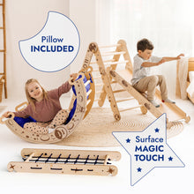 Load image into Gallery viewer, Apollo 5in1 Climbing Set:  Pikler Triangle, Net, Arch, Slide Board, and Cushion for Little Astronauts