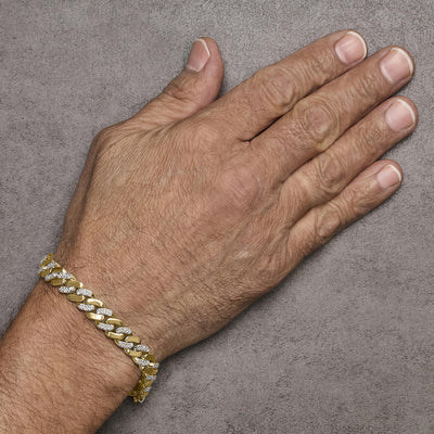 .925 Sterling Silver 1/2 Cttw Diamond Cuban Curb Chain Bracelet (I-J Color, I3 Clarity)-  8.5
