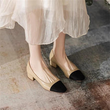Load image into Gallery viewer, Women's French-Style Chunky Heel Square Toe Pumps - Soft PU Leather Slip-On Casual Shoes