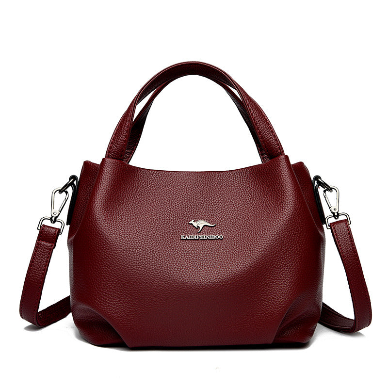 Women's High-Capacity Lychee Texture Tote Bag – Composite Cowhide Shoulder Bag