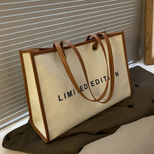 Load image into Gallery viewer, Women's Large Canvas Tote Bag – Stylish PU &amp; Canvas Shoulder Bag with Zipper Pocket