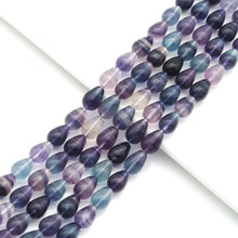 Load image into Gallery viewer, Genuine Fluorite Smooth Teardrop Beads, 10x13mm, Sku#U1569