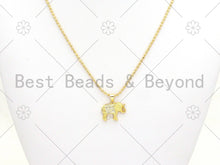 Load image into Gallery viewer, CZ Micro Pave Elephant Shape Pendant/Charm,18K Gold Filled Elephant Charm, Necklace Bracelet Charm Pendant,19x17mm,Sku#LK377