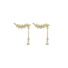 Load image into Gallery viewer, Gold CZ Leaf Connector Charm, Sku#LD426