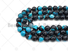 Load image into Gallery viewer, Natural Blue Fire Agate Round Faceted Beads, 8mm/10mm/12mm Blue Black Fire Agate, Natural Agate, 15.5" Full Strand, Sku#U1061