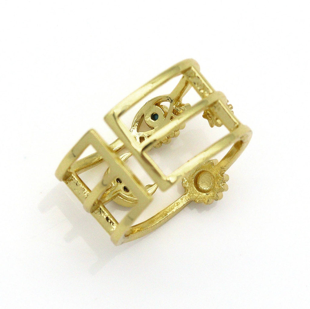 Sun Moon Star Evil Eye Ring, Sku#LD336