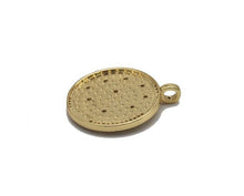 Load image into Gallery viewer, Silver Gold CZ Enamel Cresent Moon Star Coin Charm, Sku#LK698