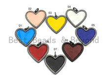Load image into Gallery viewer, 38mm Large Enamel Colored heart Pendant, Gold/Rose gold/Black/Silver, CZ Micro Pave Oil Drop Heart pendant,Enamel Jewelry,sku#F598