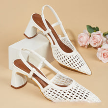 Load image into Gallery viewer, Women's White Woven Mesh Pointed-Toe High Heel Sandals - Elegant Casual Footwear
