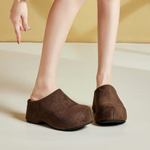 Load image into Gallery viewer, Women's Retro Chunky Sole Closed Toe Mules - Suede Platform Slip-On Shoes