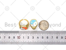 Load image into Gallery viewer, Colorful Enamel YinYang Shape Adjustable Ring, X248