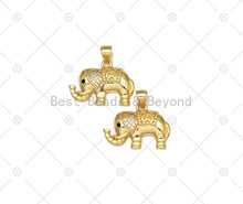 Load image into Gallery viewer, CZ Micro Pave Elephant Shape Pendant, 18K Gold Filled Elephant Charm, Necklace Bracelet Charm Pendant, 22x16mm, Sku#LK467