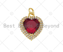 Load image into Gallery viewer, Gold Filled Big Colorful CZ Micro Pave Heart Shape Pendant, 18K Gold Filled Heart Charm, Necklace Bracelet Charm Pendant,15x19mm,Sku#LK334