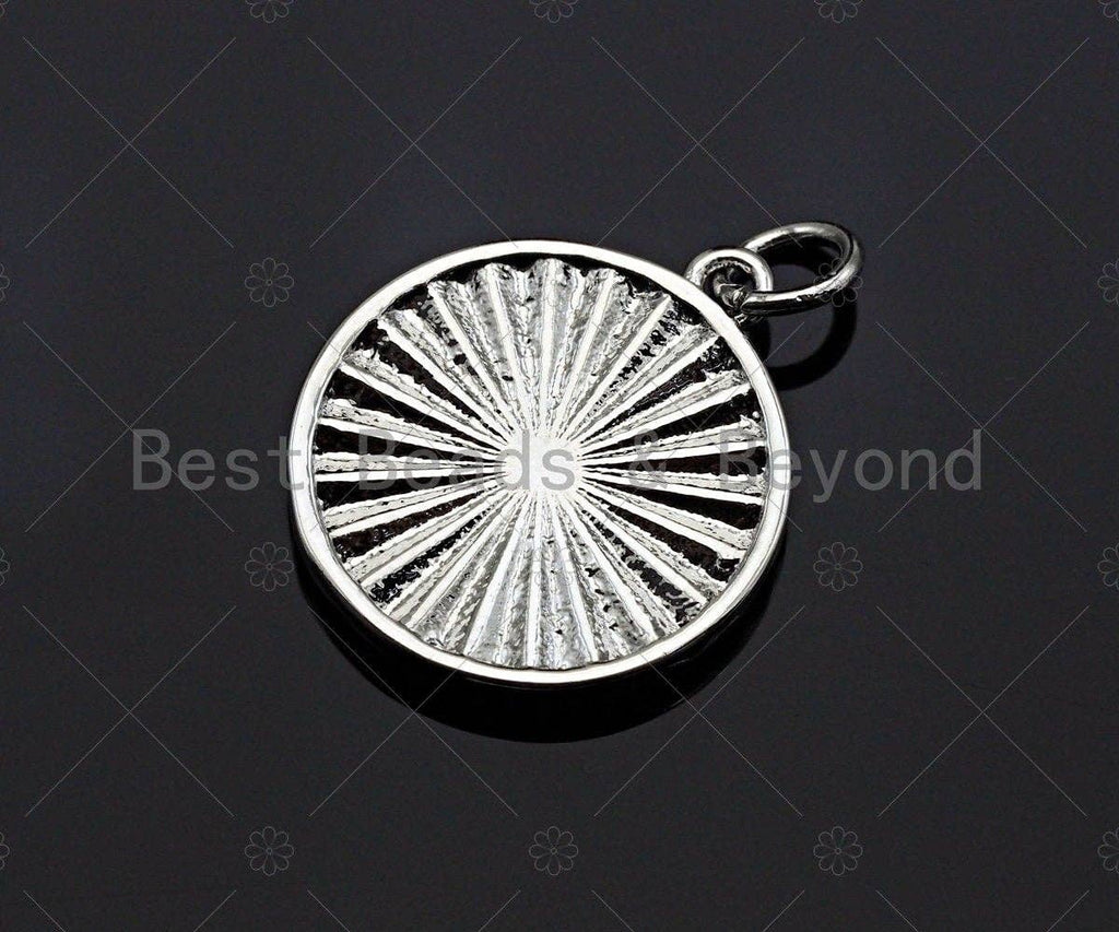 CZ Micro Pave Clover On Round Pendant/Charm,Cubic Zirconia Paved Charm, Dainty Medallion Charm, Necklace Bracelet Charm,16x18mm, sku#L337