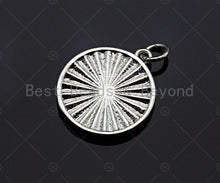 Load image into Gallery viewer, CZ Micro Pave Clover On Round Pendant/Charm,Cubic Zirconia Paved Charm, Dainty Medallion Charm, Necklace Bracelet Charm,16x18mm, sku#L337