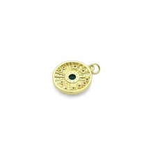 Load image into Gallery viewer, CZ Gold Radical Coin with Emerald Green Center Charm Pendant, Sku#LK1174