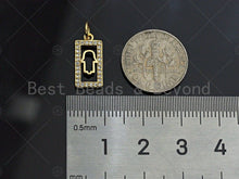 Load image into Gallery viewer, Shiny Gold Rectangle Dog Tag Charms, Dainty Charms, Star/Moon/Cross/Hamsa/Heart/Lock Pendant, Gold rectangle Charm,  7x15mm, Sku#LK115