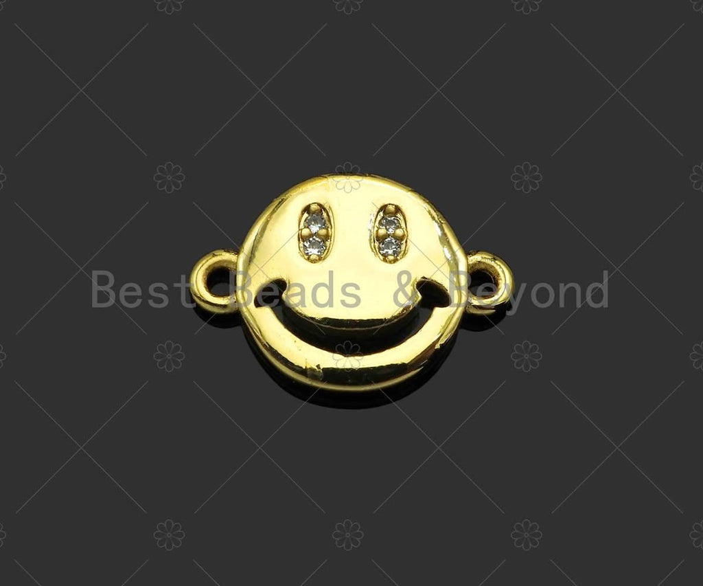 Gold Filled CZ Micro Pave Cute Smiley Face Shape Connector,1