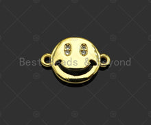 Load image into Gallery viewer, Gold Filled CZ Micro Pave Cute Smiley Face Shape Connector,1