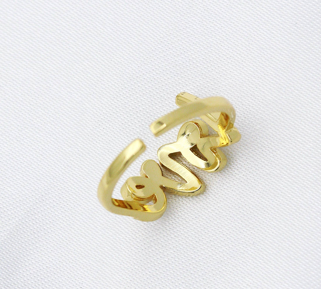 CZ Love Gold Adjustable Ring, Sku#X347