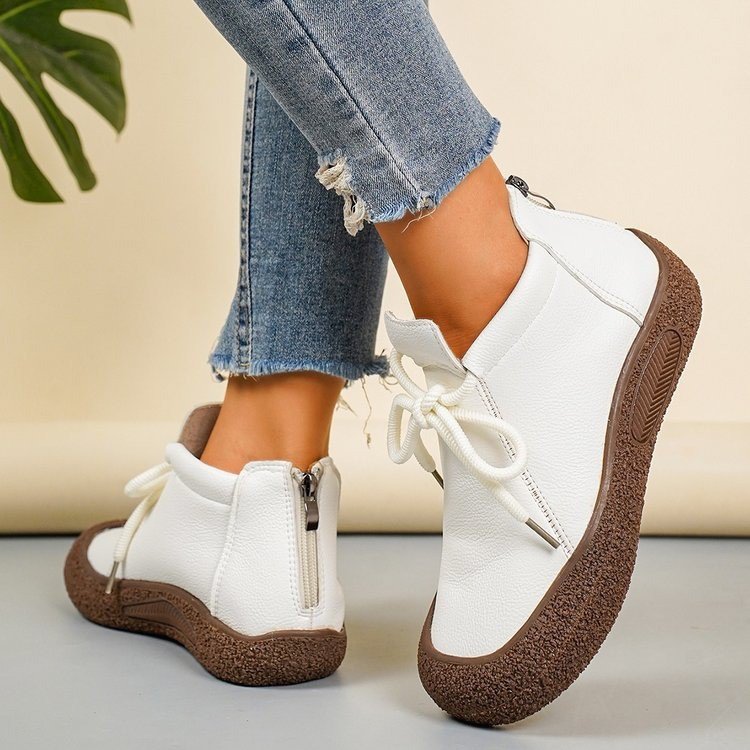 Women's Retro Lace-Up Soft Leather Casual Shoes - Plus Size Available