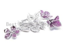 Load image into Gallery viewer, Large CZ Pave Cobalt/Green/Fuchsia Flower Pendant, sku#L170