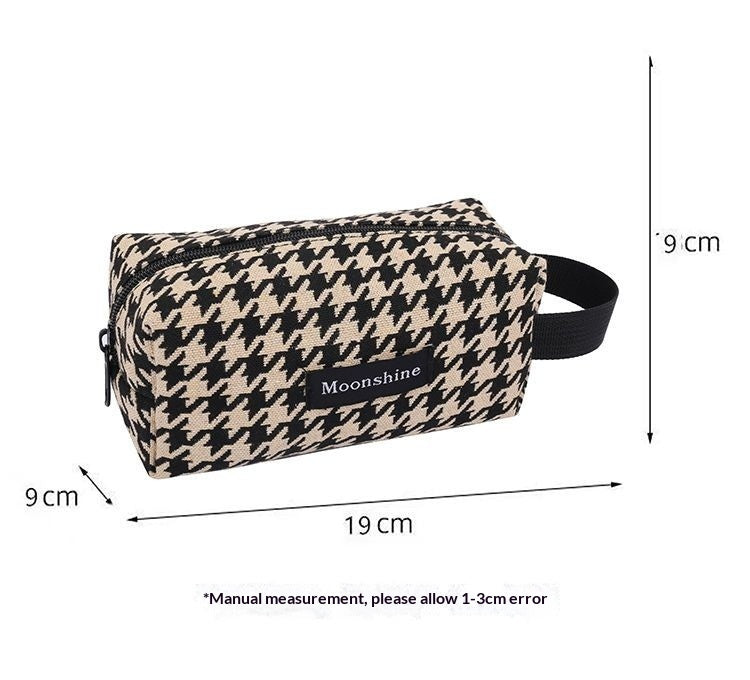 Plaid Cosmetic Bag - Premium Cotton Makeup Organizer with Zipper Closure