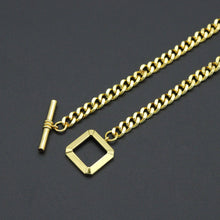 Load image into Gallery viewer, Gold Rectangle Toggle Clasp Cuban Chain Link Adjustable Necklace, Sku#L731