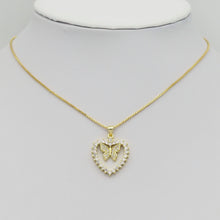 Load image into Gallery viewer, Gold CZ Butterfly On Heart Charm, Sku#LK880