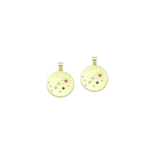 Load image into Gallery viewer, Colorful CZ North Star Coin Gold Charm Pendant,Sku#LX859