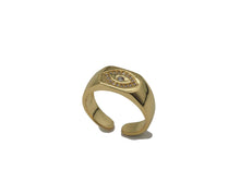 Load image into Gallery viewer, Gold Filled Brass Signet Evil Eye Ring